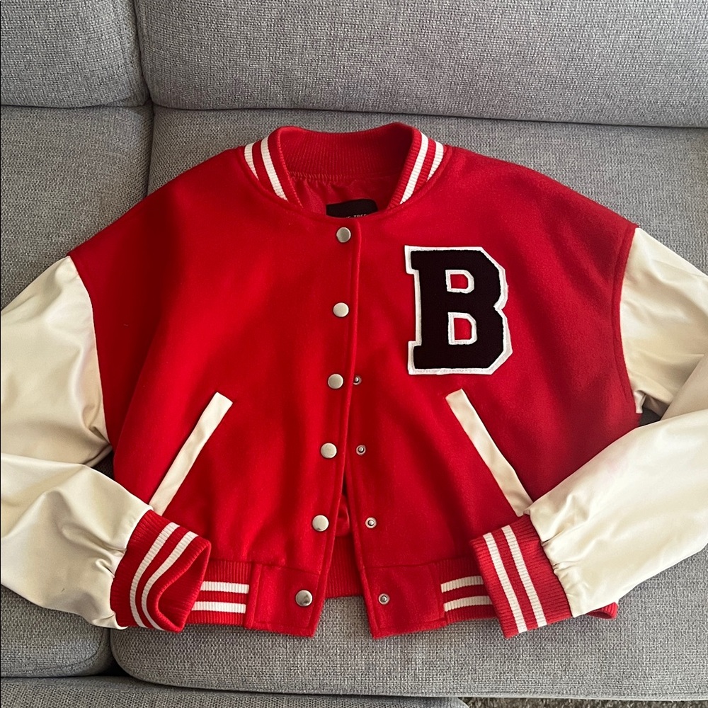 Love Tree Red and White Varsity Jacket